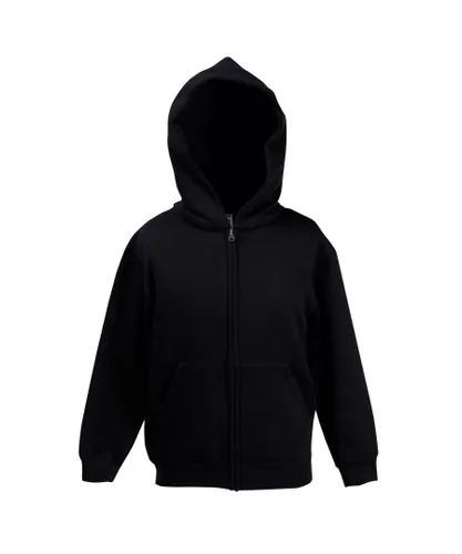 Fruit of the Loom Boys Childrens/Kids Unisex Hooded Sweatshirt Jacket - Black Cotton