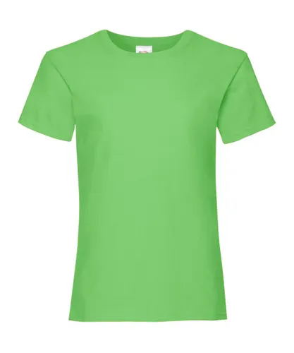 Fruit of the Loom Girls Childrens Valueweight Short Sleeve T-Shirt (Lime) - Green Cotton