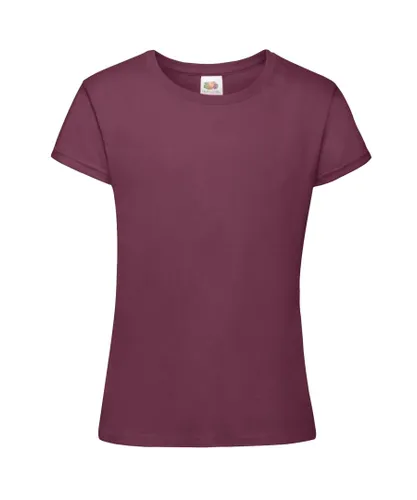 Fruit of the Loom Girls Sofspun Short Sleeve T-Shirt (Pack of 2) - Burgundy