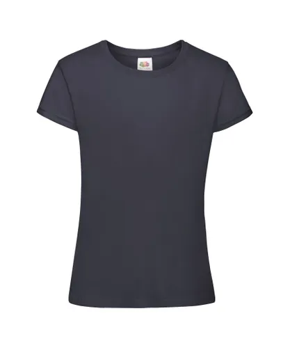 Fruit of the Loom Girls Sofspun Short Sleeve T-Shirt (Pack of 2) - Navy