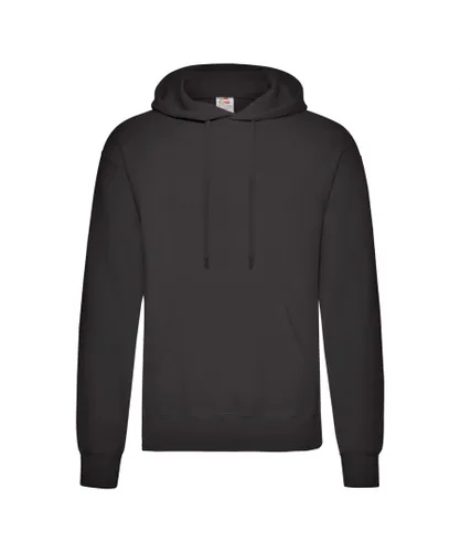 Fruit of the Loom Mens Adults Unisex Classic Hooded Sweatshirt (Black)