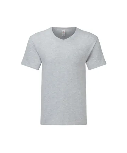 Fruit of the Loom Mens Iconic 150 V Neck T-Shirt (Heather Grey) Cotton