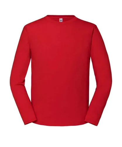 Fruit of the Loom Mens Iconic Long-Sleeved T-Shirt (Red) Cotton