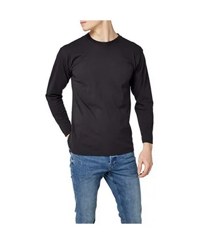 Fruit of the Loom Mens Super Premium Long Sleeve Crew Neck T-Shirt (Black) Cotton
