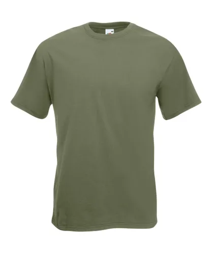 Fruit of the Loom Mens Super Premium Short Sleeve Crew Neck T-Shirt - Green Cotton