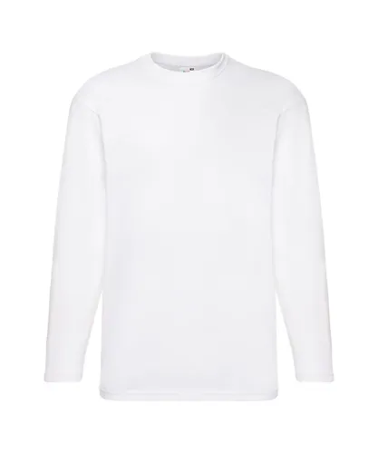 Fruit of the Loom Mens Valueweight Crew Neck Long Sleeve T-Shirt (White)