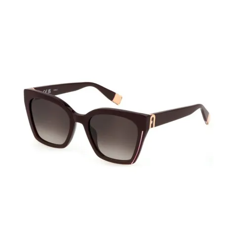 Furla , Full Bordeaux Sunglasses with Brown Gradient Pink Lenses ,Brown female, Sizes: