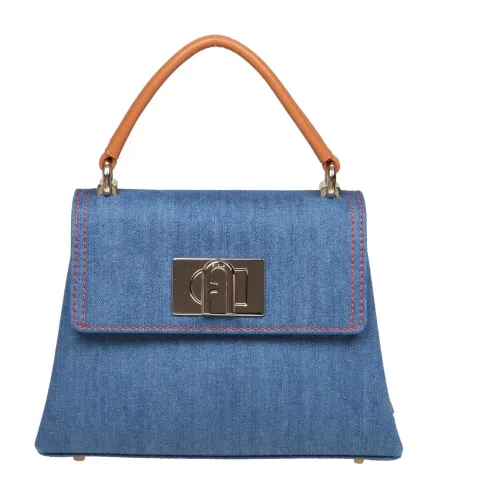 Furla , Furla 1927 mini handbag in blue jeans fabric ,Blue female, Sizes: ONE SIZE