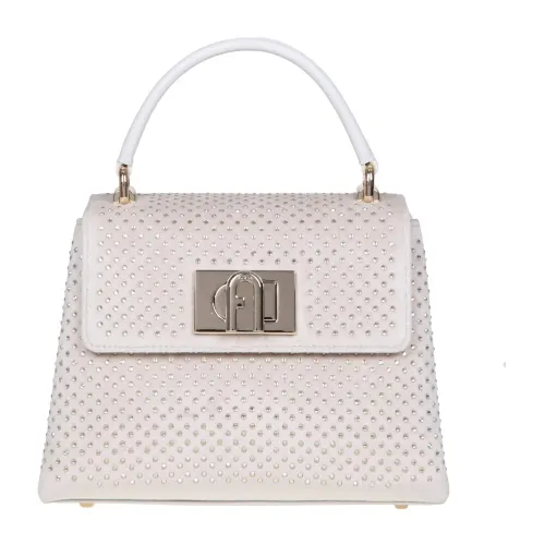 Furla , Marshmallow Ss24 Velvet Rhinestone Handbag ,White female, Sizes: ONE SIZE