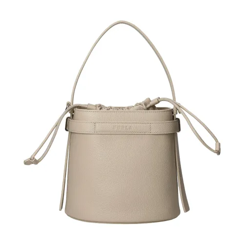 Furla , Mini Bucket Bag in Grano Leather ,Beige female, Sizes: ONE SIZE
