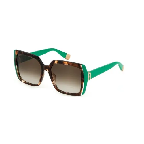 Furla , Shiny Light Havana Sunglasses with Brown Gradient Lenses ,Brown female, Sizes: