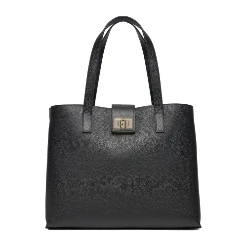 Furla , Versatile Tote Bag with Snap Buttons ,Black female, Sizes: ONE SIZE