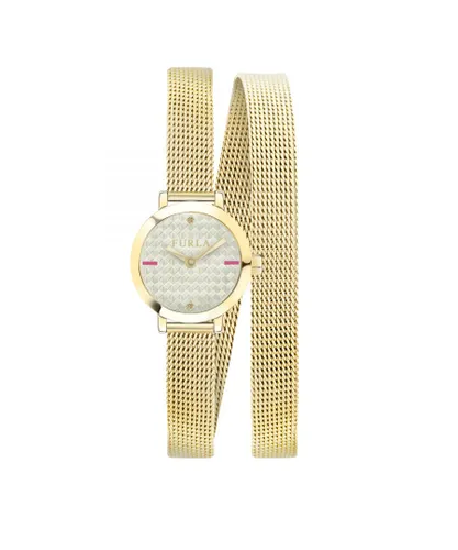 Furla Womens R4253107501 Vittoria 21mm 2H YG Dial YG Mesh Band - Gold Stainless Steel - One Size