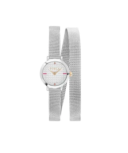 Furla Womens R4253107502 Vittoria 21mm 2H with Silver Dial Mesh - One Size