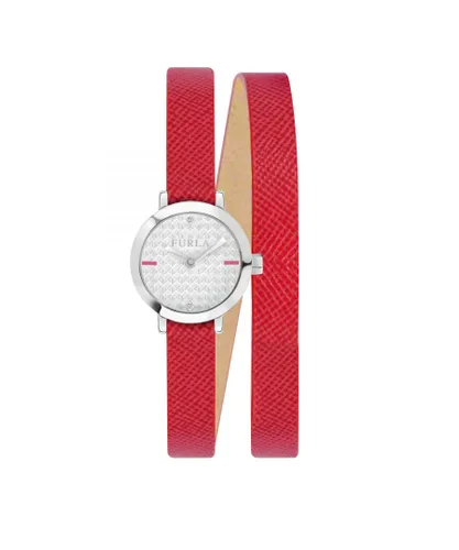 Furla Womens Vittoria Silver Dial Ladies Watch R4251107502 - Red Leather - One Size