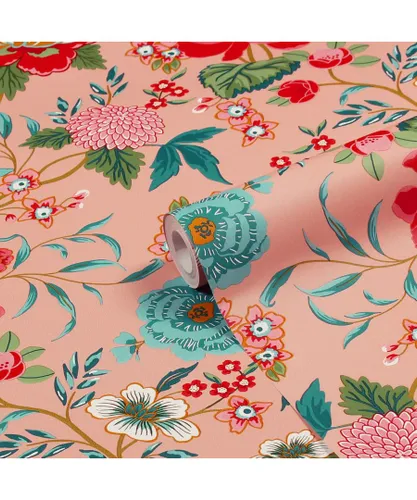 furn. Azalea Floral Printed Wallpaper - Coral - One