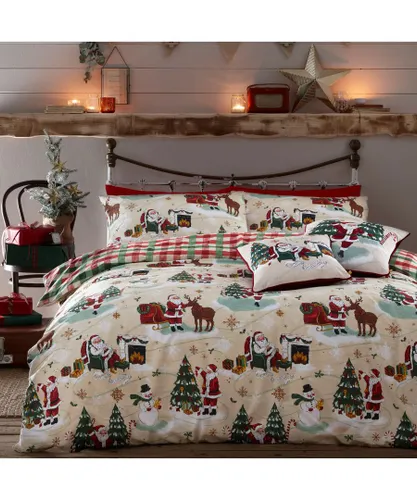 furn. Jolly Santa Duvet Cover Set - Multicolour Cotton - Size Toddler