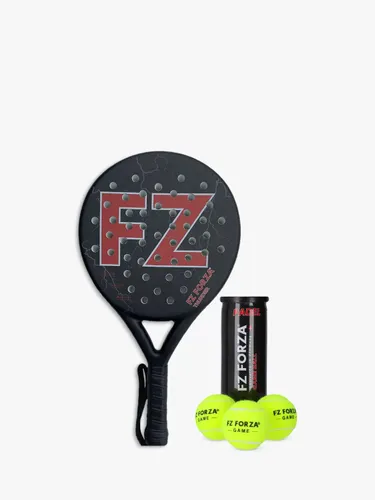FZ Forza Forza Thunder Padel Ball Racket and 1 Tube of 3 Game Balls Set, Black/Red - Black/Red - Unisex