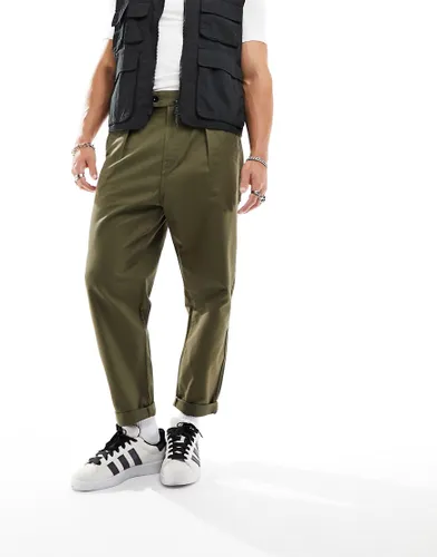 G-Star pleated relaxed fit chino in dark olive-Green