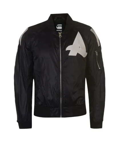 G Star Raw G Afrojack Bomber Jacket Mens Gents Lined Coat Top Lightweight Zip Zipped - Black Polyamide