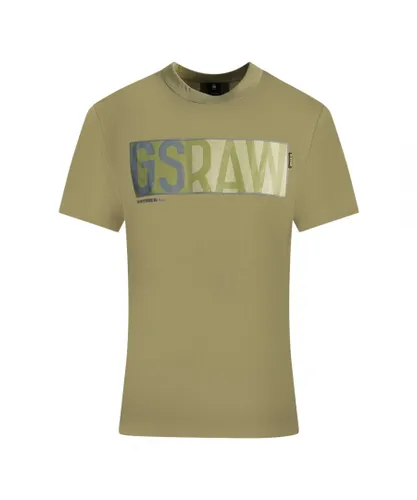 G Star Raw Mens G-Star GS RAW Box Logo Khaki T-Shirt Cotton