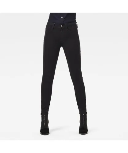 G-Star RAW Womens 3301 High-Waist Skinny Jeans - Black Cotton