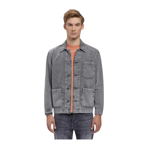 Gabba , Grey Michigan Denim Jacket ,Gray male, Sizes: