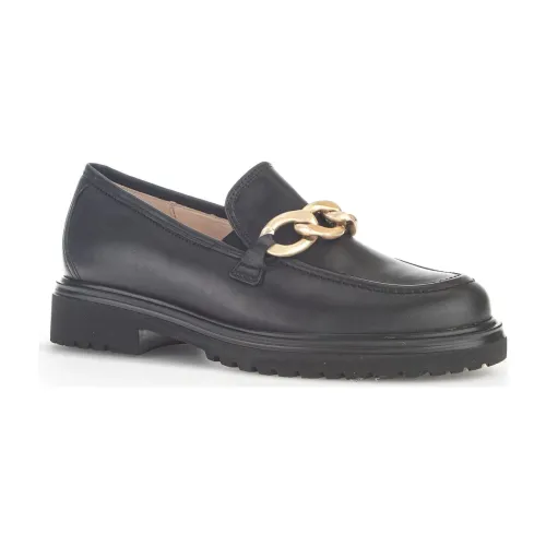 Gabor , Black Leather Loafers for Women ,Black female, Sizes: