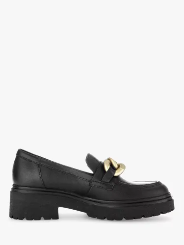 Gabor Hayseed Leather Chunky Loafers - Black - Female