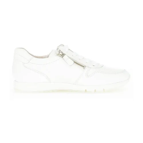 Gabor , White Leather Lace Shoes ,White female, Sizes: