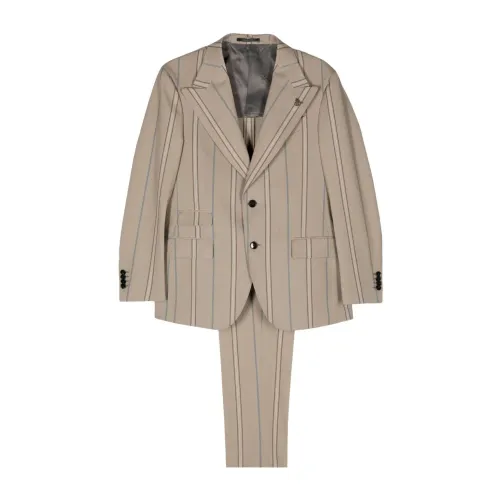 Gabriele Pasini , Vertical Stripe Suit Beige ,Beige male, Sizes: