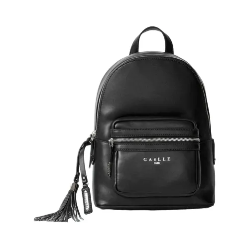 Gaëlle Paris , Black Eco-Leather Backpack with Zip Pocket and Distinctive Logo ,Black female, Sizes: ONE SIZE