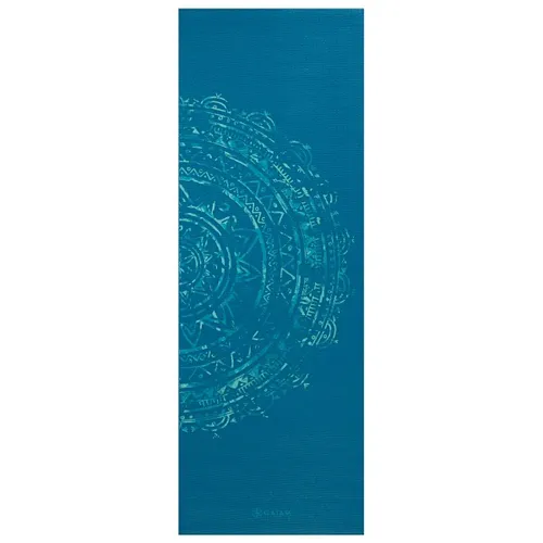 GAIAM - 4 mm Classic Printed Yoga Mat - Yoga mat size 61 cm x 173 cm x 0,4 cm, blue