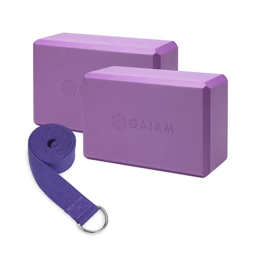 Gaiam Essentials Unisex-Adult Yoga Block 2-Pack & Strap Set