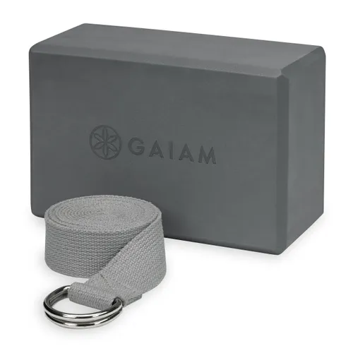 Gaiam Yoga Block & Yoga Strap Combo Set - Yoga Block with
