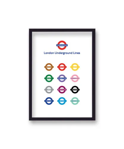 Gallery Print & Art London Underground Lines Graphic - Black Frame Wood - One