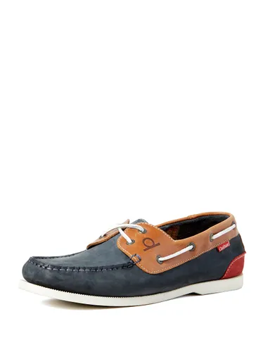 Galley II Navy/Tan Premium Leather Boat Shoes-12