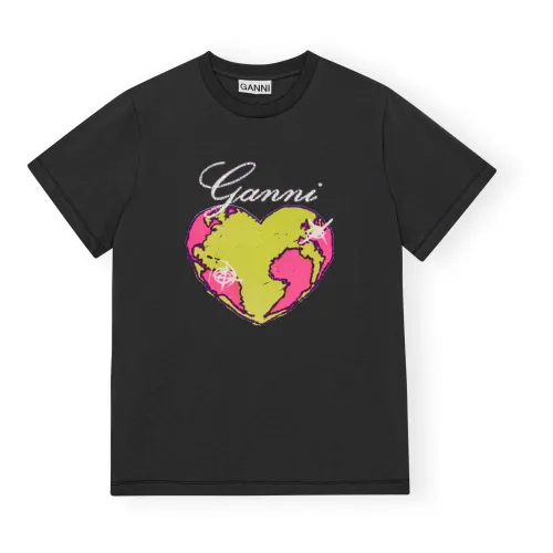 Ganni , Basic Jersey Heart T-Shirt ,Gray female, Sizes: