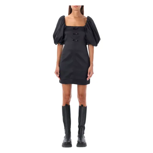Ganni , Black Satin Mini Dress ,Black female, Sizes:
