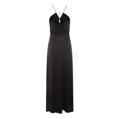 Ganni , Black Sleeveless Dress with V-Neck and Cut-Out Detail ,Black female, Sizes: