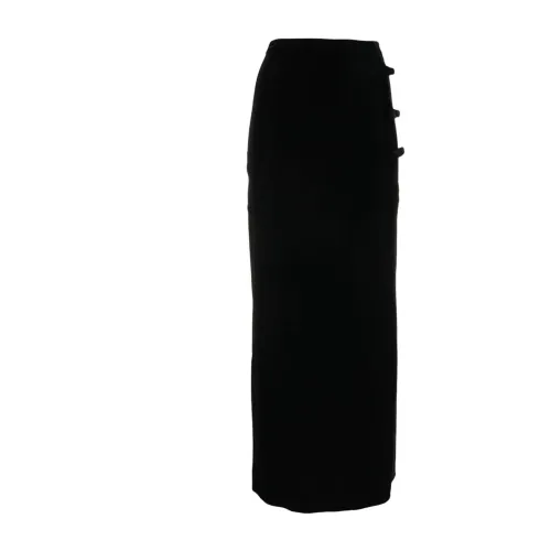 Ganni , Black Velvet Bow Maxi Skirt ,Black female, Sizes: