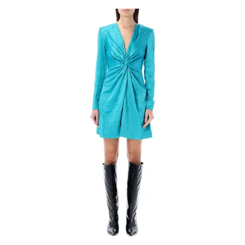 Ganni , Blue Satin Midi Dress ,Blue female, Sizes: