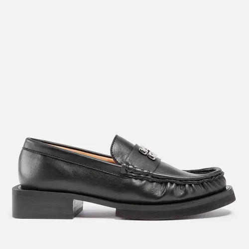 Ganni Butterfly Logo Leather Loafers - UK