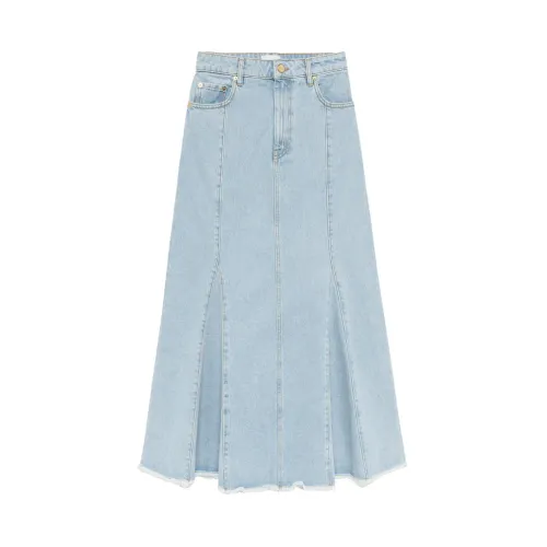 Ganni , Cotton Denim Skirt ,Blue female, Sizes: