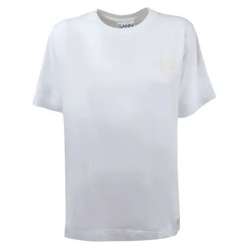 Ganni , Cotton T-Shirt Art T2917 - 001 ,White female, Sizes: