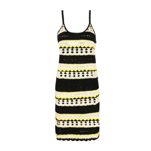 Ganni , Crochet Cover UP Slip Dress ,Black female, Sizes: