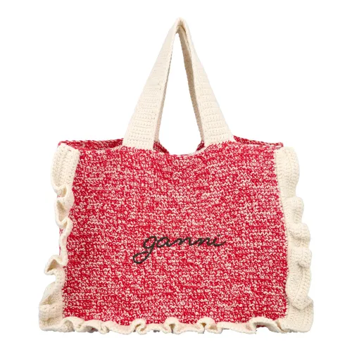 Ganni , Crochet Frill Tote Bag ,Red female, Sizes: ONE SIZE