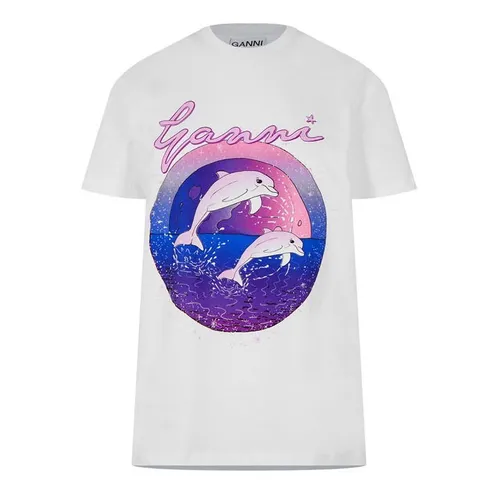 GANNI Dolphin Printed T Shirt - White