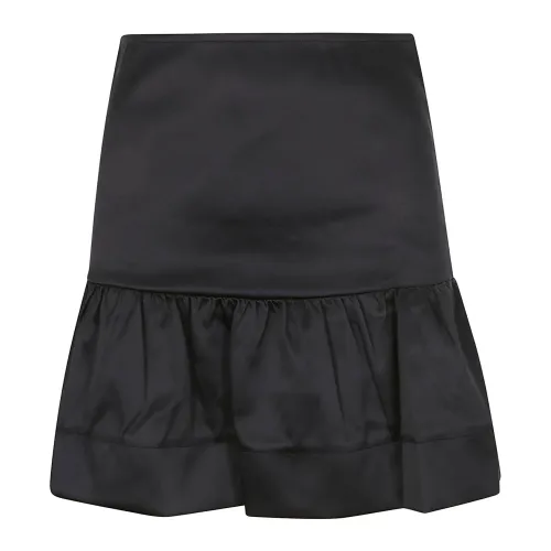 Ganni , Double Satin Flounce Mini Skirt ,Black female, Sizes: