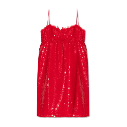 Ganni , Dress with sequins ,Red female, Sizes: